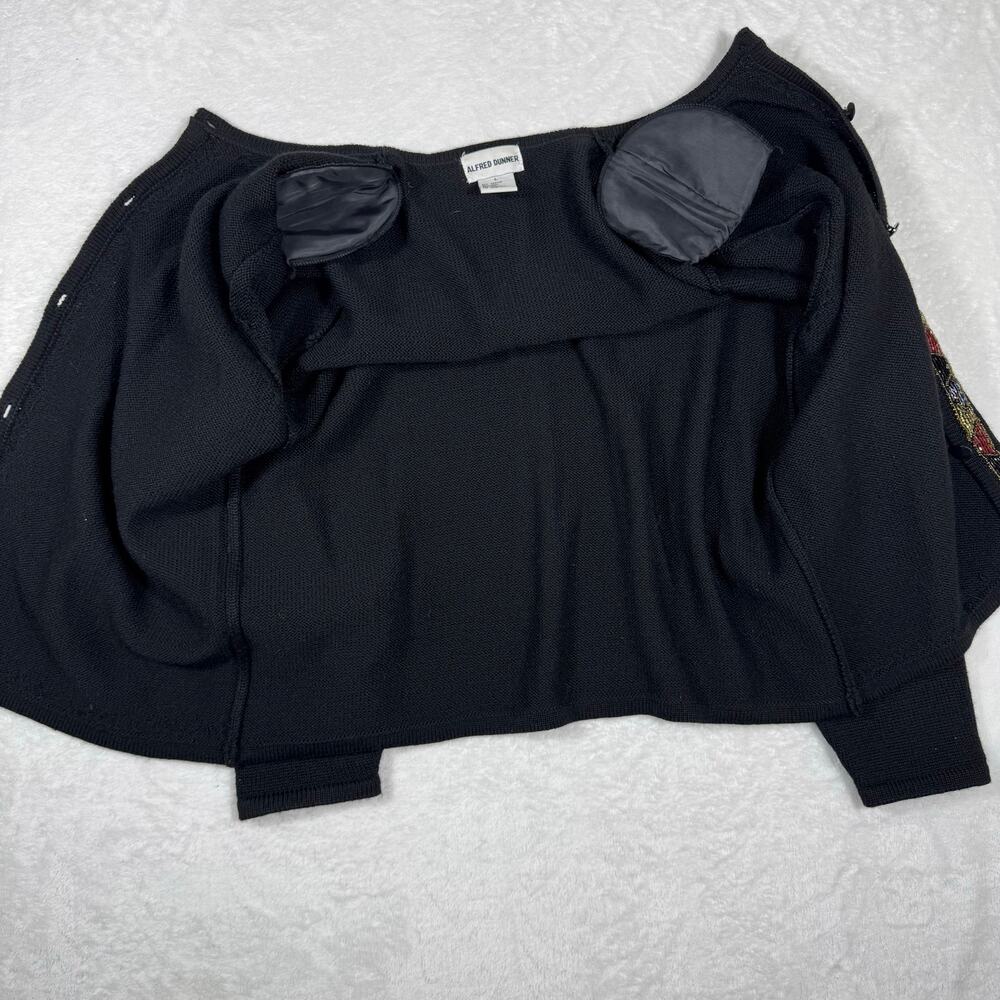 Alfred Dunner Wool Blend Womens Large Embellished Trim Black Button Down Sweater - Picture 5 of 7